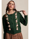 3D Flower Vine Knit Cardigan Sweater in Green