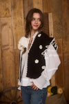 Crochet Ruffle Sleeve Sweater Vest in Black
