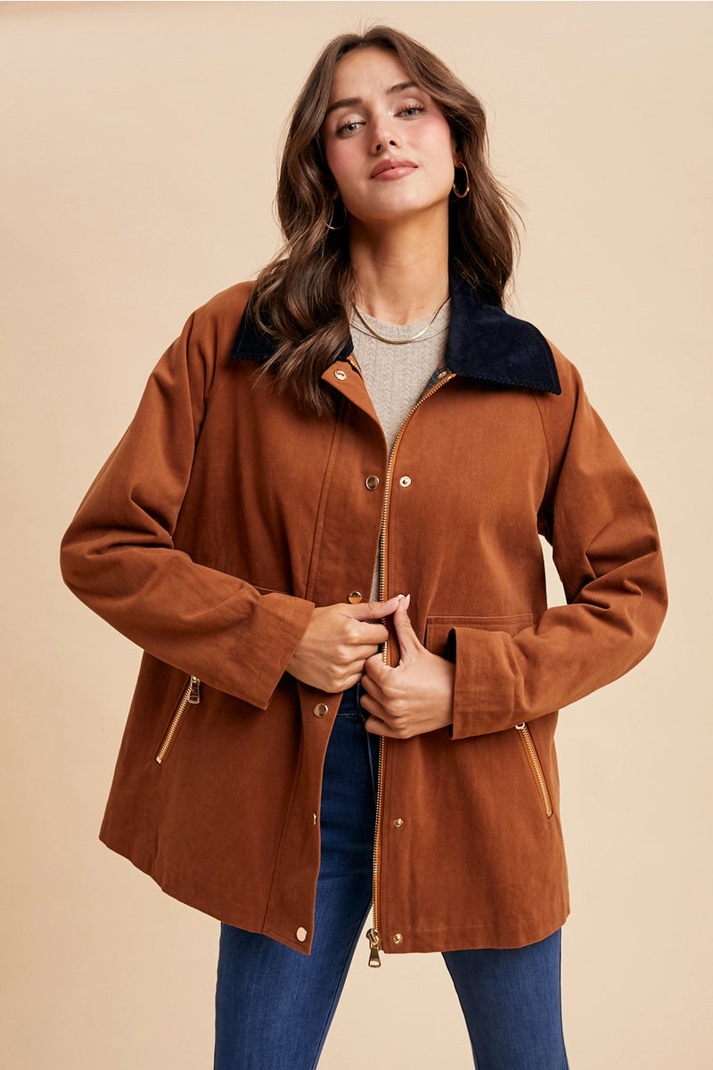 Cotton Chore Jacket in Cognac