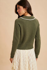Bunny Cardigan Sweater in Green