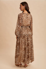 Leopard Raglan Sleeve Maxi Dress