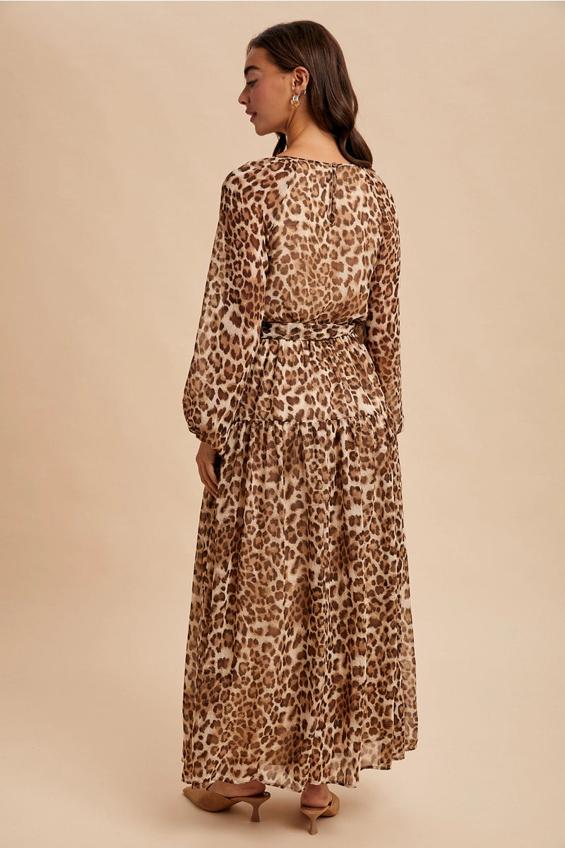 Leopard Raglan Sleeve Maxi Dress