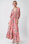 Pink Garden Floral Smocked Maxi Dress