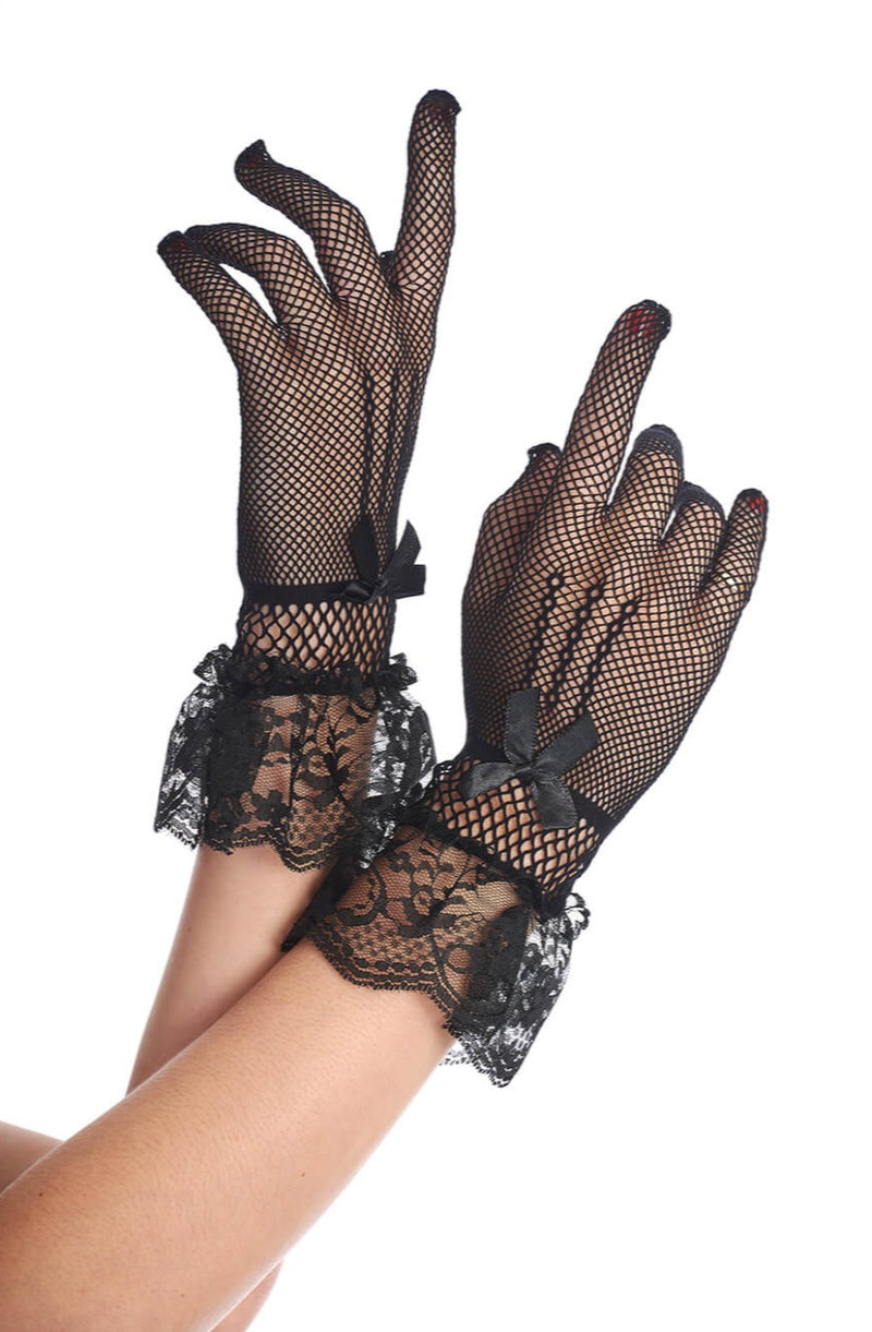 Amal Fishnet Gloves in Black by Banned