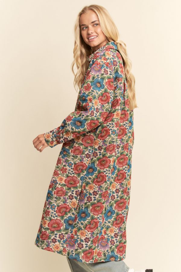 Tapestry Floral Button Front Jacket