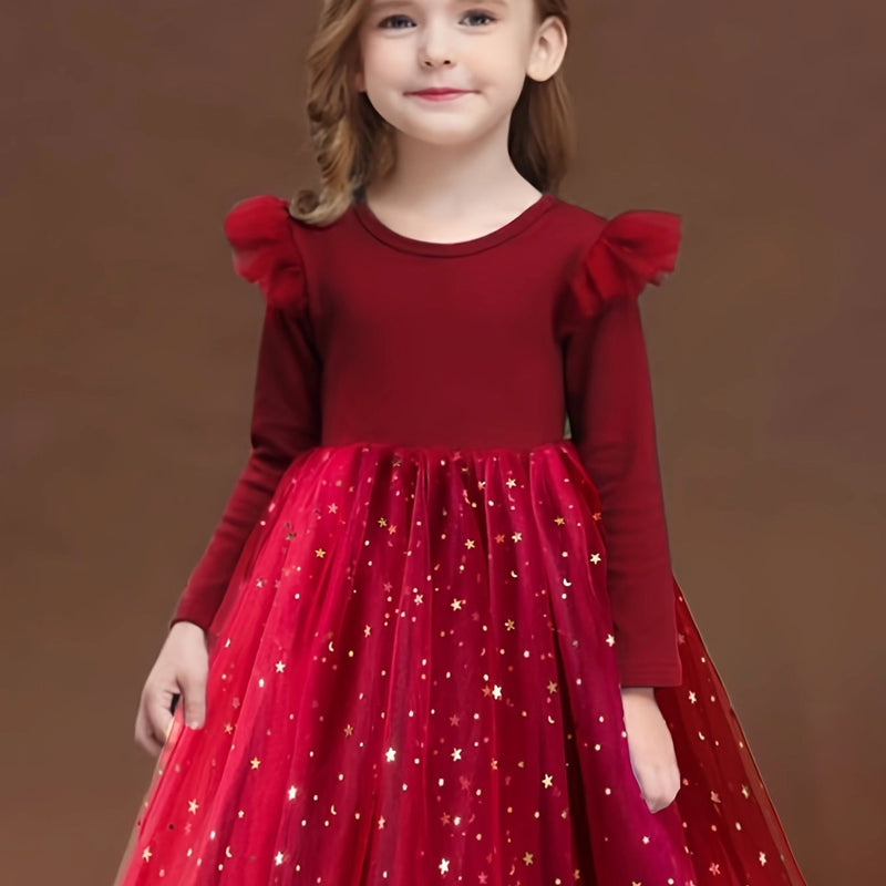 Kids Red Tulle Star and Velvet Dress