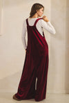 Burgundy Velvet Wide Leg Jumpsuit