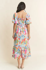 Countryside Balloon Sleeve Midi Dress