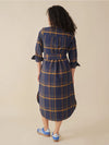 Sutton Navy and Yellow Plaid Dress by Mata Traders