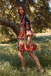 Navy Floral Long Sleeve Mini Dress