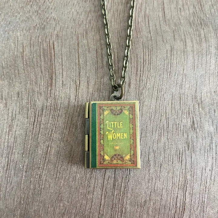 Green Filagree Little Women Book Locket Necklace by Marshall and Rose