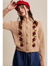 3D Flower Vine Knit Cardigan Sweater in Taupe