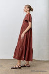 Burgundy Cross Stitch Maxi Dress