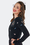 Floral Moth and Web Cardigan Sweater by Voodoo Vixen