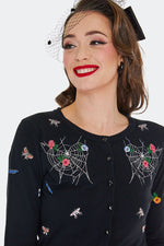 Floral Moth and Web Cardigan Sweater by Voodoo Vixen