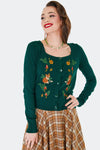 Fox and Mushroom Embroidered Cardigan by Voodoo Vixen