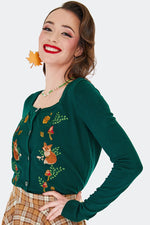 Fox and Mushroom Embroidered Cardigan by Voodoo Vixen