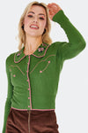 Western Embroidered Cardigan in Green by Voodoo Vixen