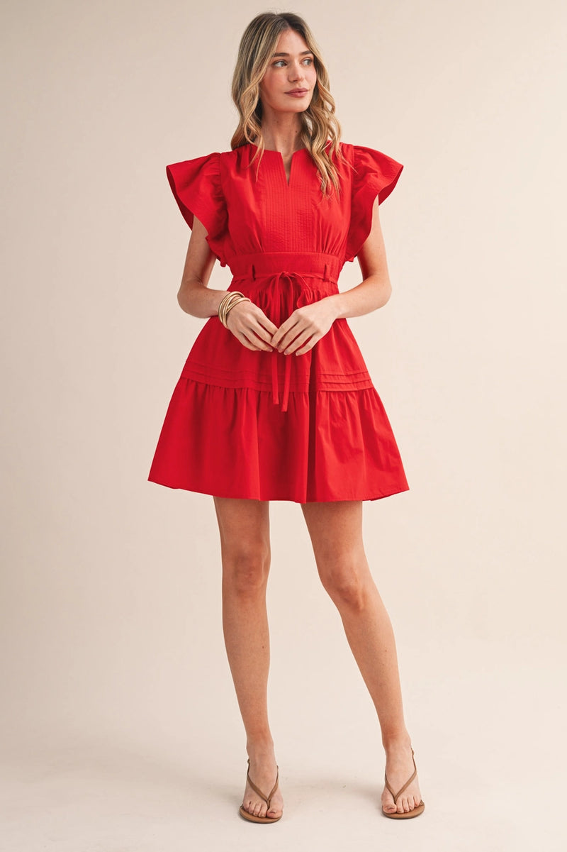 Red Ruffle Sleeve Mini Dress – Modern Millie