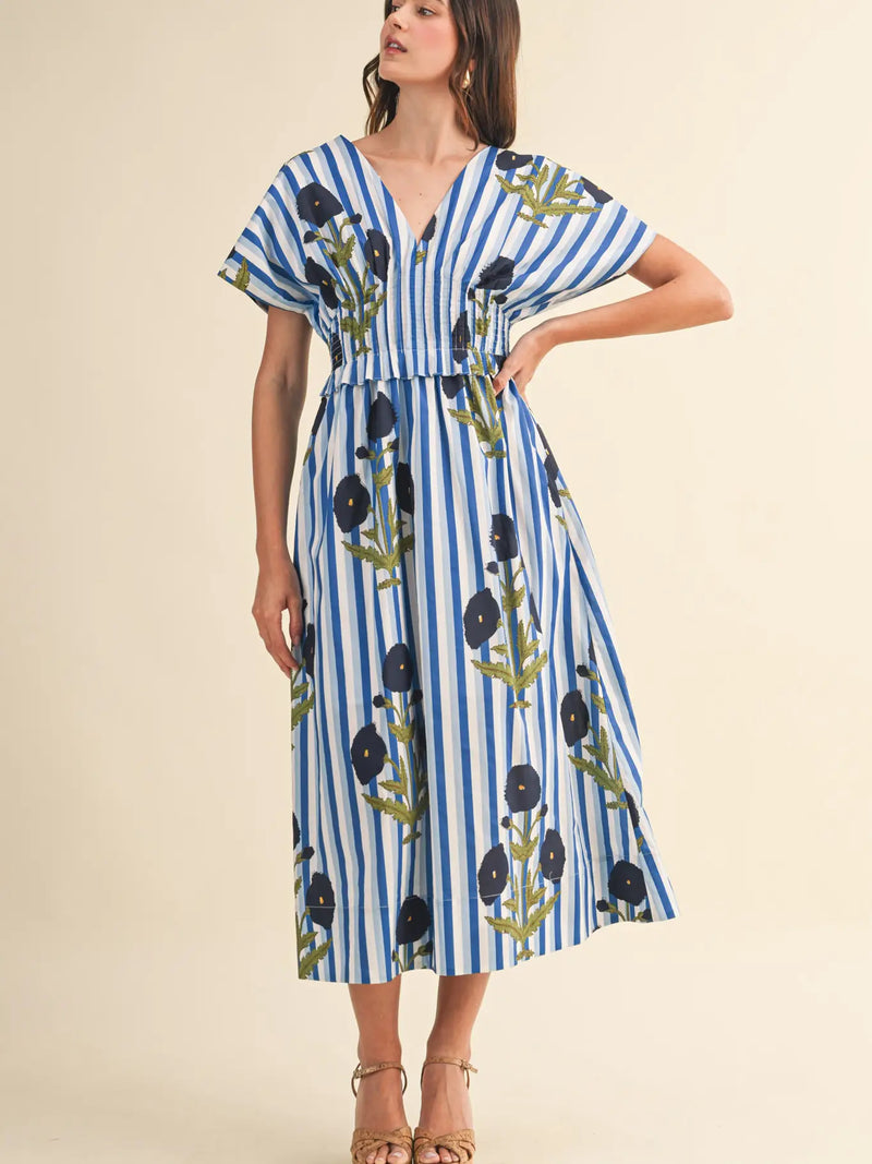 loft beach striped floral midi dress LOFT Beach Floral Stripe Terry Mini Dress
