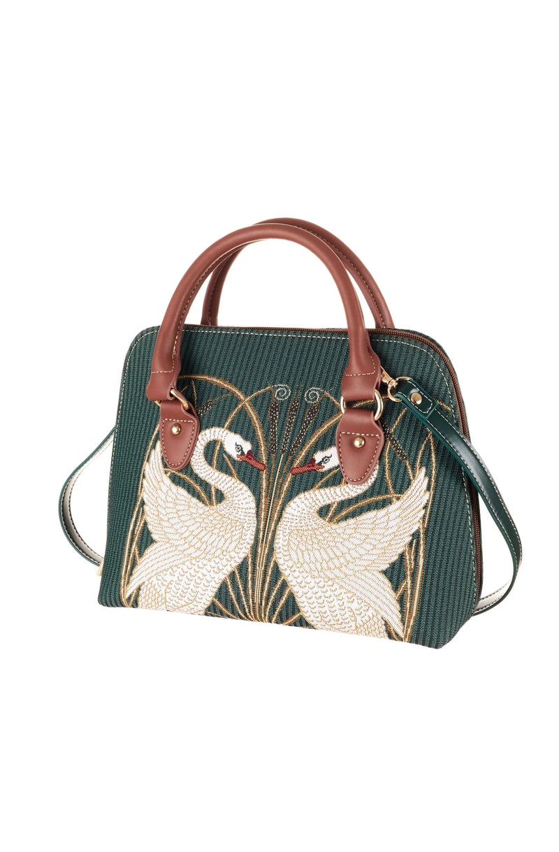 Swans Tapestry Satchel Bag