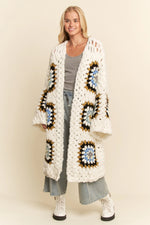 Granny Squares Long Open Cardigan