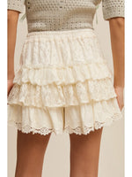 Ivory Lace Tiered Shorts