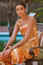 Ric-Rac Cropped Wide Leg Jumpsuit in Tangerine