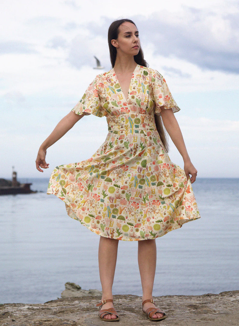 Cream Coral Reef Rita Dress by Palava X Natural History Museum