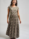 Green Leopard Tiered Jersey Dress by Mata Traders