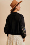 Black Embroidered Cardigan Sweatshirt