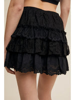 Black Lace Tiered Shorts