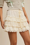 Ivory Lace Tiered Shorts