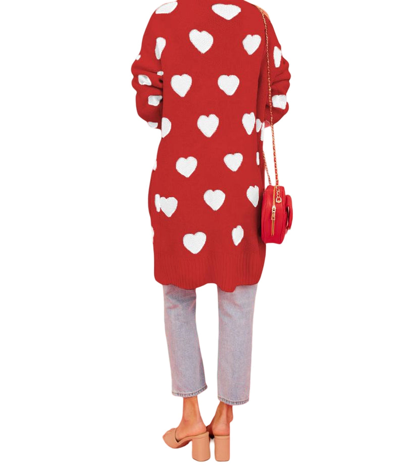 strapless open back dress Red and White Heart Open Long Cardigan – Modern Millie