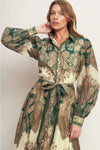 Green and Gold Paisley Maxi Dress