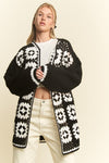 Granny Squares Open Cardigan in Black and White