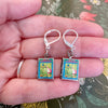 Alice in Wonderland Blue Caterpillar Drop Book Locket Earrings by Marshall and Rose