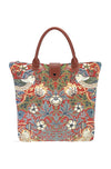 William Morris Strawberry Thief Rust Folding Tapestry Tote Bag