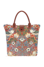 William Morris Strawberry Thief Rust Folding Tapestry Tote Bag