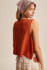Crochet Tank Vest in Rust