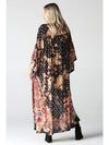 Bleached Tie Dye Printed Duster Top in Black by Angie