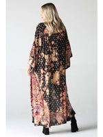 Bleached Tie Dye Printed Duster Top in Black by Angie