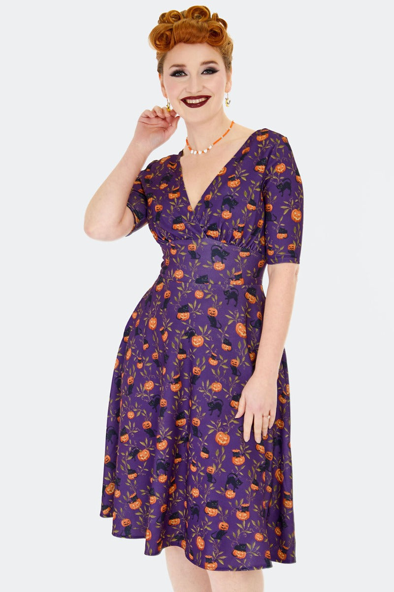 Cat and Pumpkin Dress by Voodoo Vixen