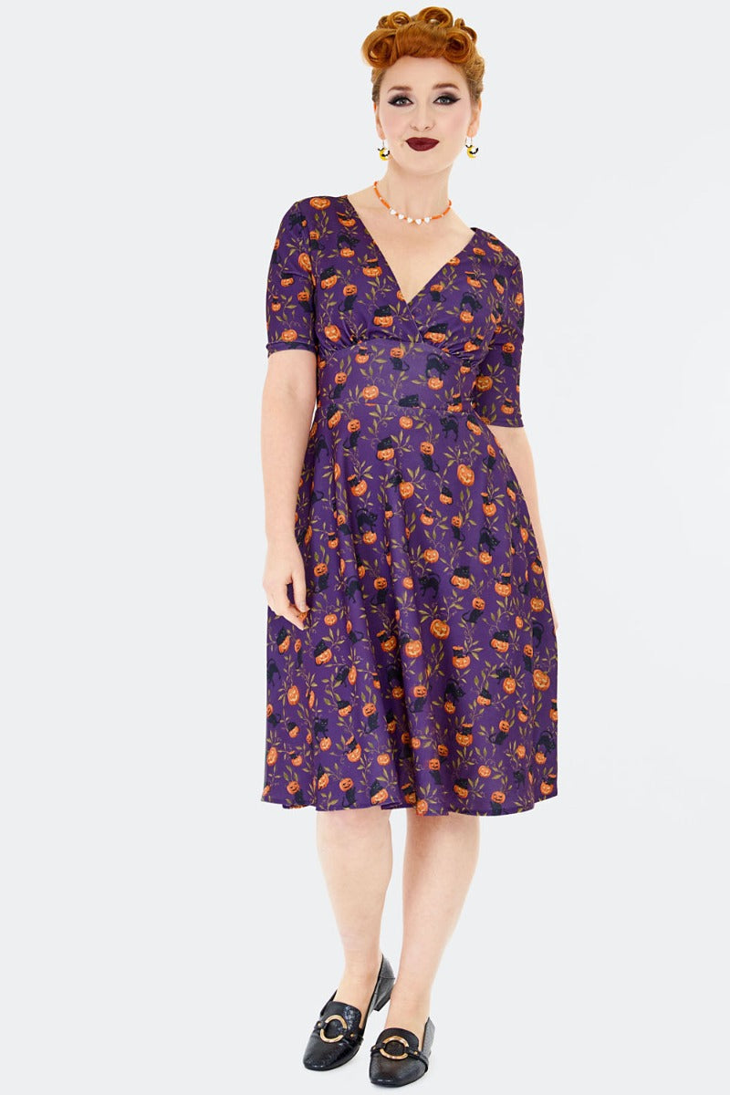 Cat and Pumpkin Dress by Voodoo Vixen