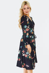 Floral Moth and Web Midi Wrap Dress by Voodoo Vixen