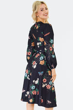 Floral Moth and Web Midi Wrap Dress by Voodoo Vixen