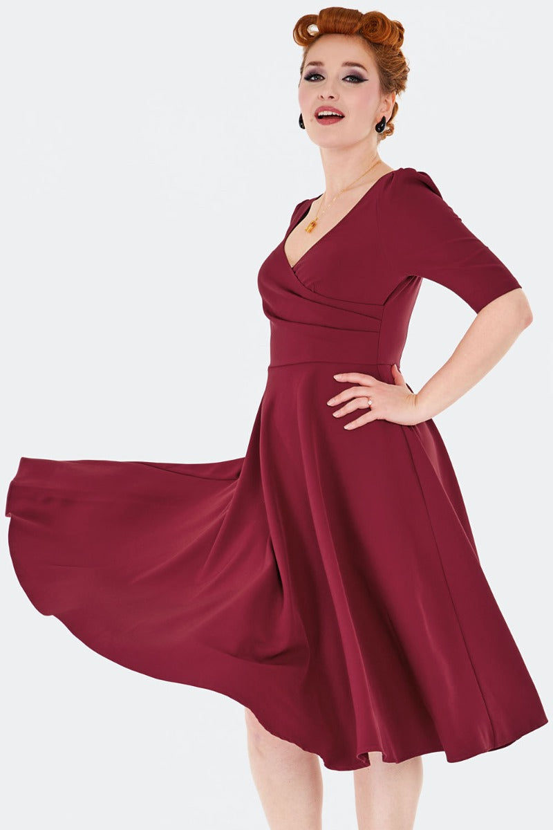 Burgundy Surplice Dress by Voodoo Vixen