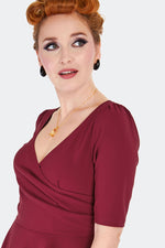 Burgundy Surplice Dress by Voodoo Vixen