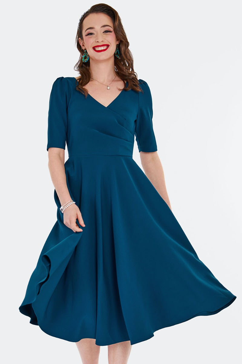 Blue Surplice Dress by Voodoo Vixen