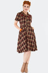 Western Brown Plaid Shirt Dress by Voodoo Vixen